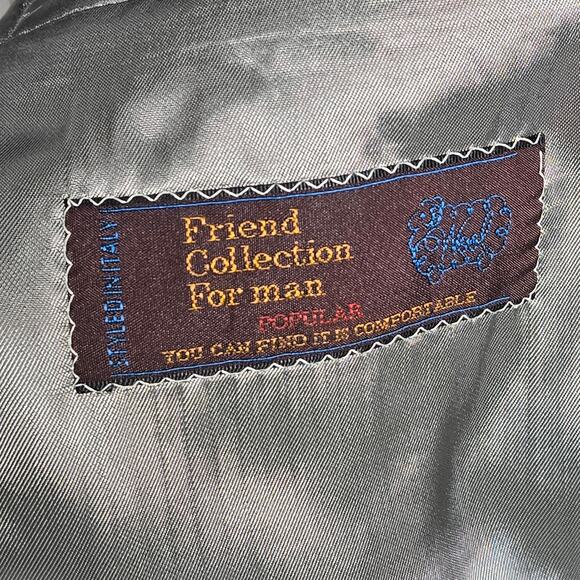 Friend Italy Collection For Man Wool Linen Blend Blazer Jacket Blue Plaid 50S - Picture 8 of 14